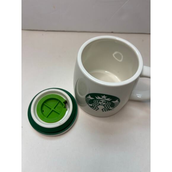 2011 Starbucks Ceramic Chubby Coffee Cup Travel Mug 16 oz w Silicone Lid - Picture 2 of 6